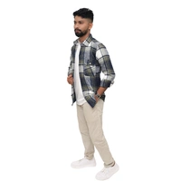 Look Me Apparel Men Multicolor Checked Shirt | Navy, Olive & White | Full Sleeve | Casual Fit | Cotton Flannel - XL, Green::White