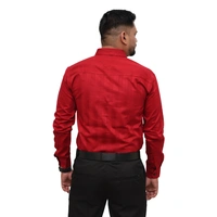 Look Me Apparel Men Red Self-Striped Shirt | Smart Fit | Cotton Blend | Full Sleeve | Stylish Formal & Party Wear Shirt - M, Red