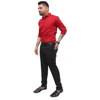 Look Me Apparel Men Red Self-Striped Shirt | Smart Fit | Cotton Blend | Full Sleeve | Stylish Formal & Party Wear Shirt - M, Red