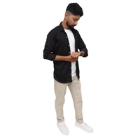 Look Me Apparel Men Solid Black Formal Shirt | Full Sleeve | Smart Fit - L, Black