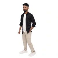 Look Me Apparel Men Solid Black Formal Shirt | Full Sleeve | Smart Fit - L, Black