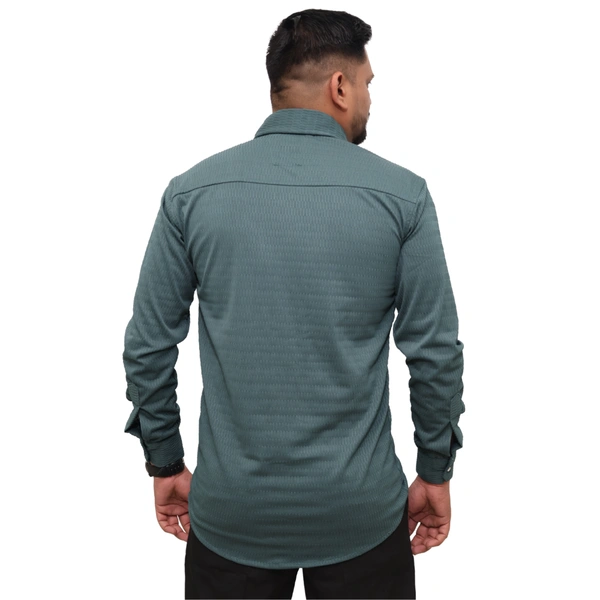 Look Me Apparel Men Solid Green Formal Shirt | Full Sleeve | Smart Fit - L, Green