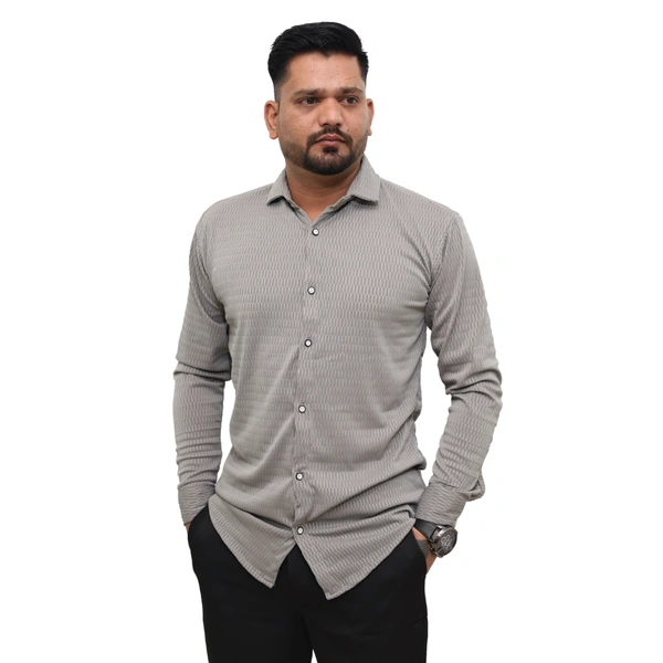 Look Me Apparel Men Solid Grey Formal Shirt | Full Sleeve | Smart Fit - L, Grey