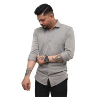 Look Me Apparel Men Solid Grey Formal Shirt | Full Sleeve | Smart Fit - L, Grey