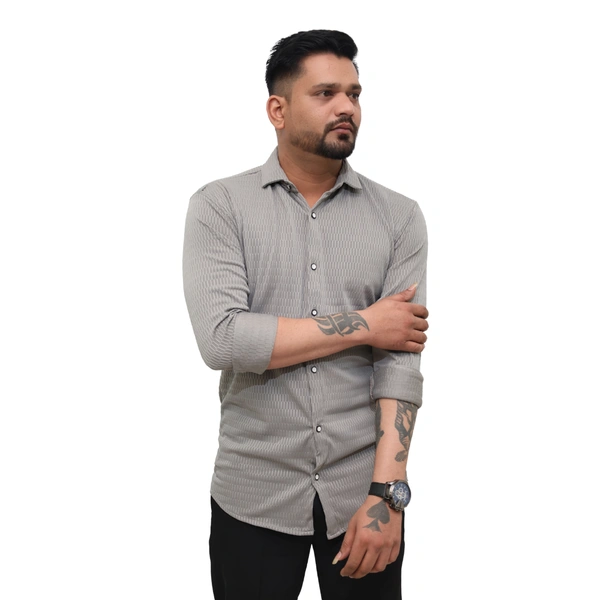 Look Me Apparel Men Solid Grey Formal Shirt | Full Sleeve | Smart Fit - L, Grey
