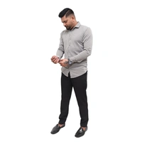 Look Me Apparel Men Solid Grey Formal Shirt | Full Sleeve | Smart Fit - L, Grey