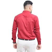 Look Me Apparel Men Solid Red Regular Fit Full Sleeve Cotton Blend Formal Shirt with Spread Collar - XL, Red