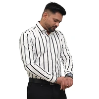 Look Me Apparel Men White & Black Striped Formal Shirt | Full Sleeve | Slim Fit | Office & Business Wear - XL, White