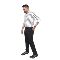 Look Me Apparel Men White & Black Striped Formal Shirt | Full Sleeve | Slim Fit | Office & Business Wear - XL, White