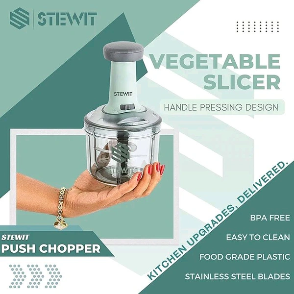 800ML Manually Handy Chopper Mixer Cut For Vegetable, Onion, Salad, Tomato Crush Chopper 
Name: 800ML Manually Handy Chopper Mixer Cut For Vegetable, Onion, Salad, Tomato Crush Chopper 
Product Breadth: 6 Cm
Product Height: 8 Cm
Product Length: 8 Cm
Net Quantity (N): Pack Of 1
800ML Manually Handy Chopper Mixer Cut For Vegetable, Onion, Salad, Tomato Crush Chopper