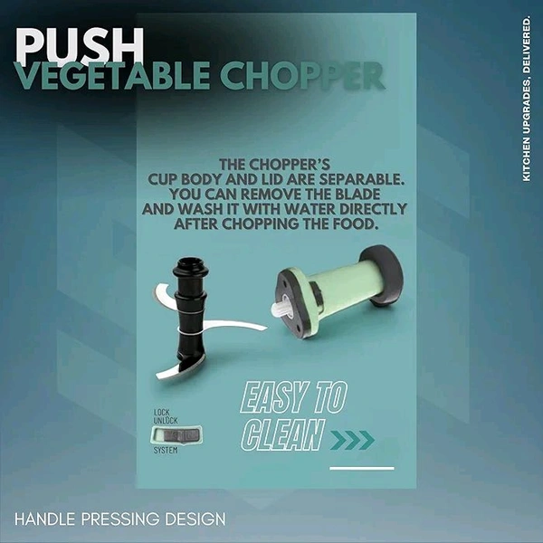 800ML Manually Handy Chopper Mixer Cut For Vegetable, Onion, Salad, Tomato Crush Chopper 
Name: 800ML Manually Handy Chopper Mixer Cut For Vegetable, Onion, Salad, Tomato Crush Chopper 
Product Breadth: 6 Cm
Product Height: 8 Cm
Product Length: 8 Cm
Net Quantity (N): Pack Of 1
800ML Manually Handy Chopper Mixer Cut For Vegetable, Onion, Salad, Tomato Crush Chopper