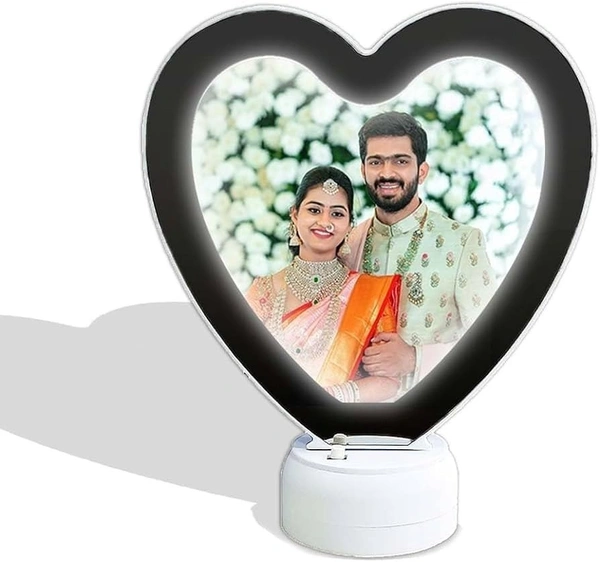 Mehra Gift House Heart Shape Magic Mirror Photo Frame