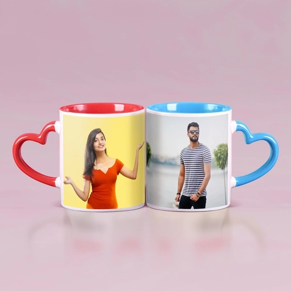 Mehra Gift House Customized Heart Handle Mug - 