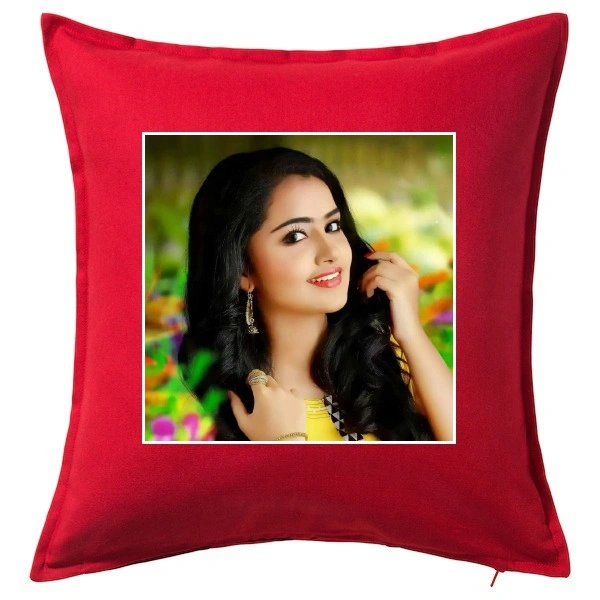 Mehra Gift House PERSONALIZED SQUARE RED & BLACK PHOTO CUSHION