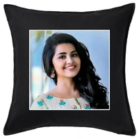 Mehra Gift House PERSONALIZED SQUARE RED & BLACK PHOTO CUSHION
