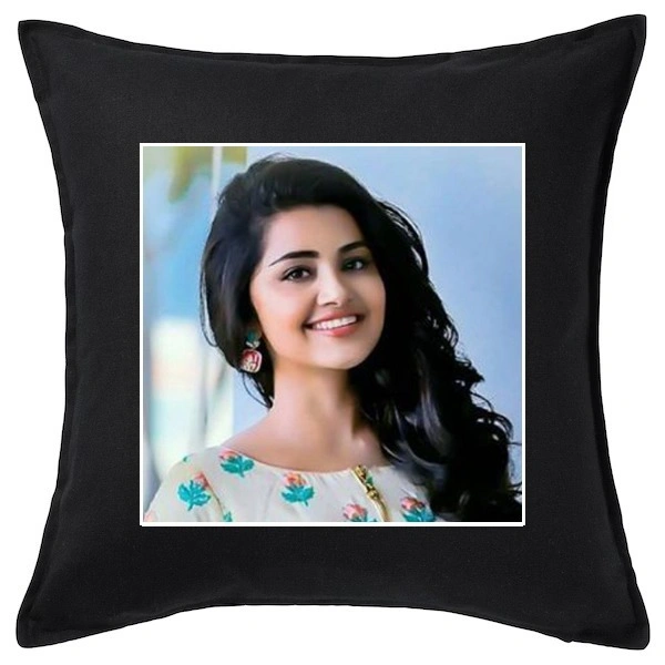 Mehra Gift House PERSONALIZED SQUARE RED & BLACK PHOTO CUSHION
