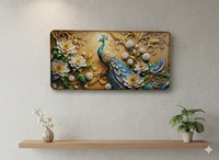 Mehra Gift House sceneres for wall decor crystal with golden border photo frame for home Resin Painting 18 inch x 36 inch