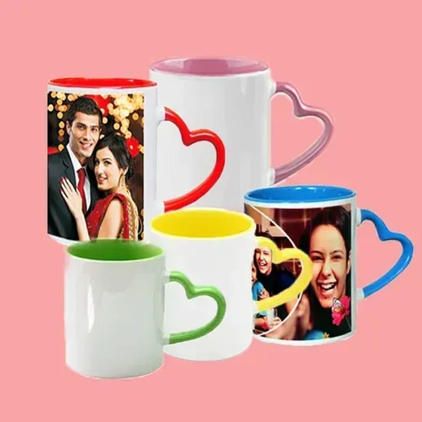 Mehra Gift House Customized Heart Handle Mug - 