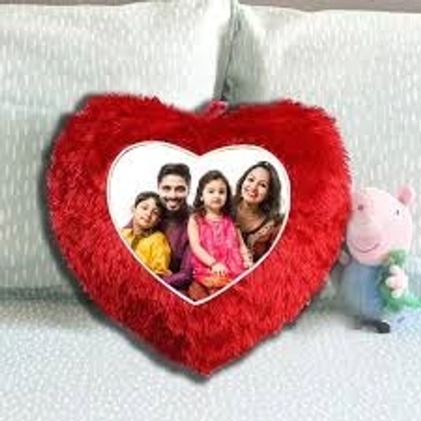 Mehra Gift House Heart Shape Customized Fur Cushion