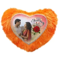 Mehra Gift House Heart Shape Customized Fur Cushion
