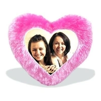 Mehra Gift House Heart Shape Customized Fur Cushion