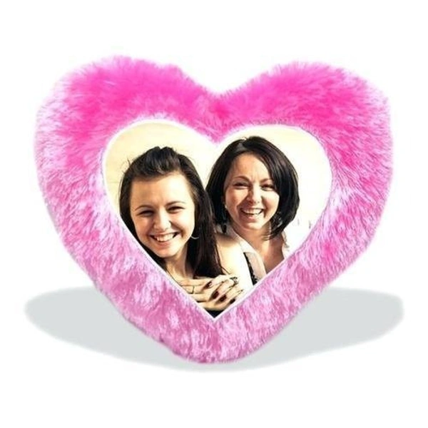 Mehra Gift House Heart Shape Customized Fur Cushion