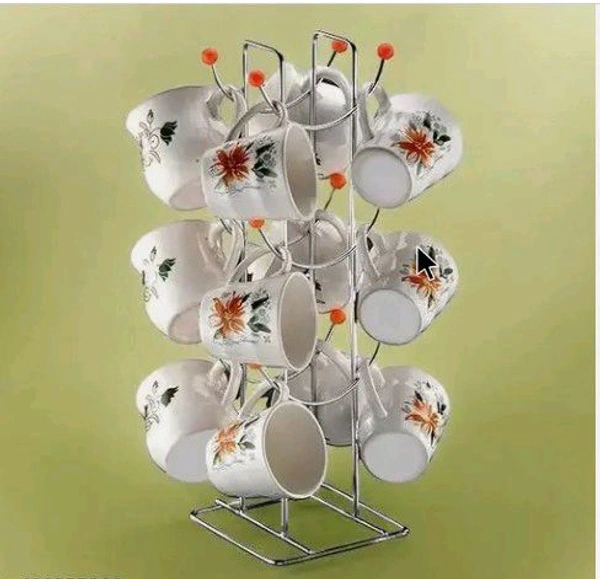 Cup Stand Steel Stand Easy Cuverd Area And Best Quality Of A Product Teel Long Term Use Safe Your cup - White, Hight 34 Cm Base 12 cm