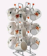 Cup Stand Steel Stand Easy Cuverd Area And Best Quality Of A Product Teel Long Term Use Safe Your cup - White, Hight 34 Cm Base 12 cm
