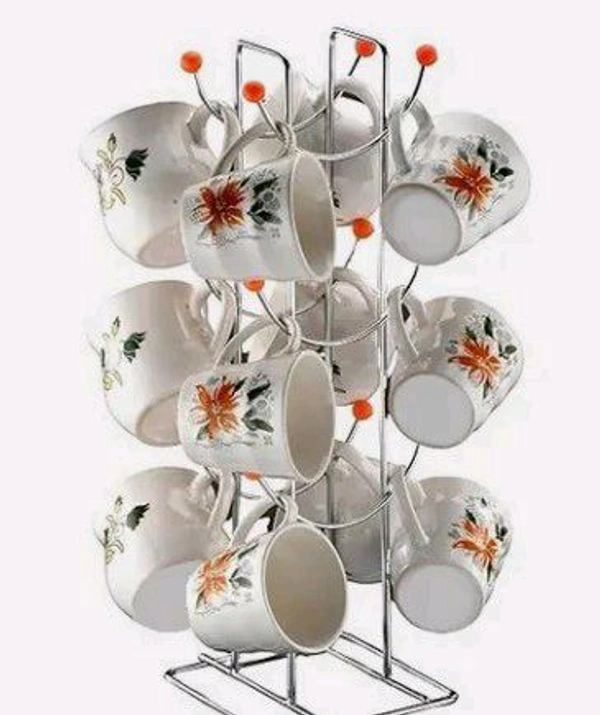 Cup Stand Steel Stand Easy Cuverd Area And Best Quality Of A Product Teel Long Term Use Safe Your cup - White, Hight 34 Cm Base 12 cm