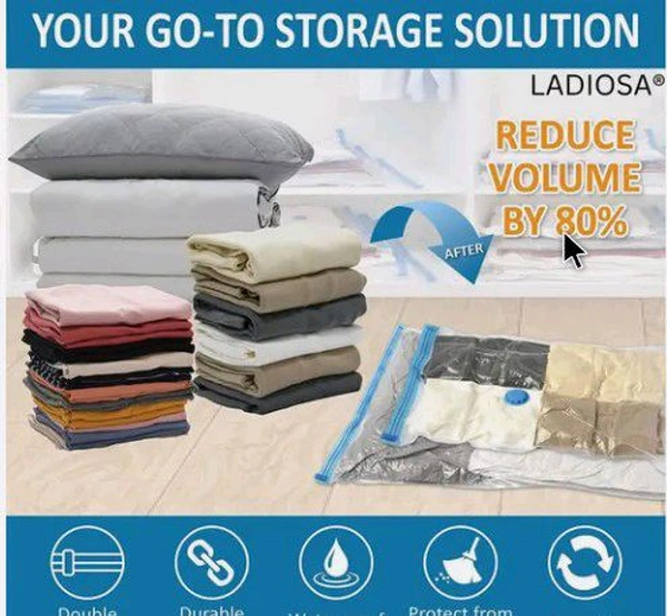 5 PACK WHITH VACCUM BAGS TO TRAVELSWHITH HAND PUMP RIGHLY ASSEMBLE AND ENJOY YOUR DAY IPLOCK TWO BLANCKET 1 MEDIUM PIECE 2 MDIM PIECE  - White, 1 MEDUIM  SIZE 2 MEDIUM SIZE