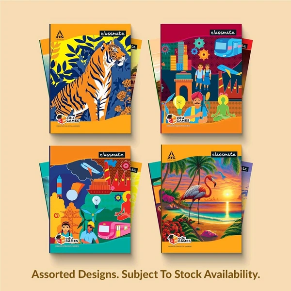 Classmate Notebook | 120 Pages | Single Line | 24.0cm x 18.0cm | Pack of 4 | Ruled Notebook for School Students