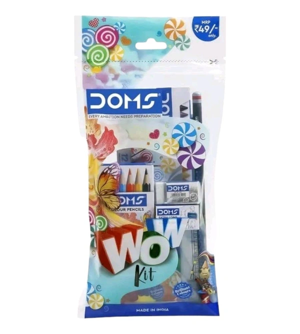 Doms wow Kit | Perfect Value Pack | Kit For School Essentials | Gifting Range For Kids | Combination of 7 Stationery Items | mrp ₹:49 | Sam's Toy World Ahmedabad