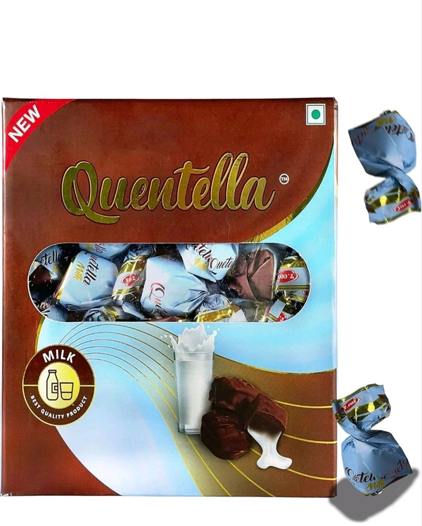 Quentella brand chocolates, specifically center-filled milk flavor chocolates. - Brown