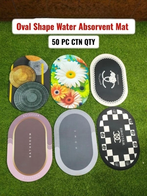 Printed Oval Bathroom Mat