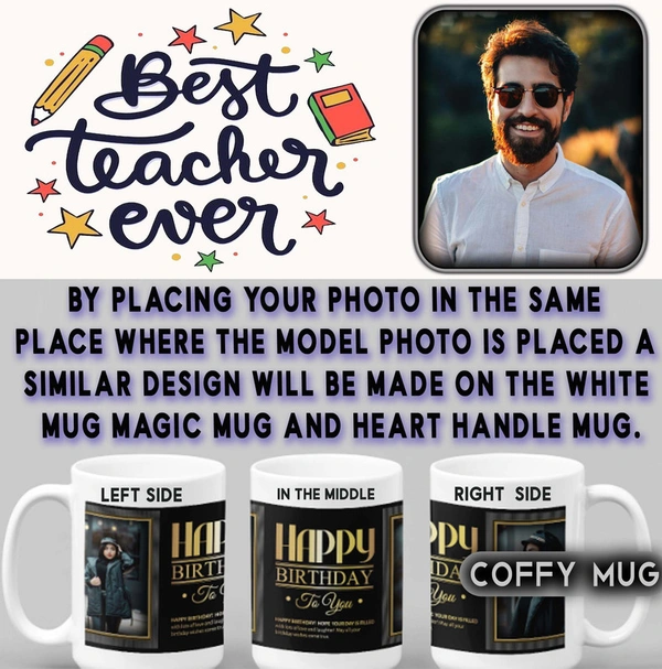 Coffy Mug For teacher D.N 11 - HEART HANDLE MUG