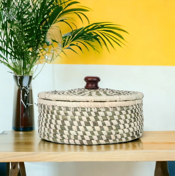 Handmade Sabai Grass Roti Box/Bread Basket - 7.62 cm, 20.3 cm, 20.3 cm