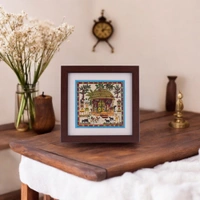 Saura Tribal Tabletop Painting on Tussar Silk Cloth | 7 X 7 inches - 0.5 in, 7 in, 7 in