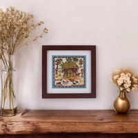 Saura Tribal Tabletop Painting on Tussar Silk Cloth | 7 X 7 inches - 0.5 in, 7 in, 7 in