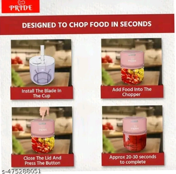 Pride Mini Rechargeable Chopper Machine  - Lavender Rose, Free