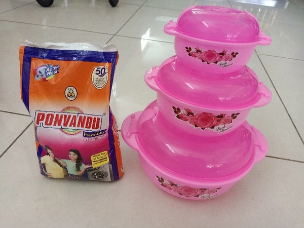 Ponvandu Active Wash Backet Free  - 1kg, rose, orange, sky-blue,browan