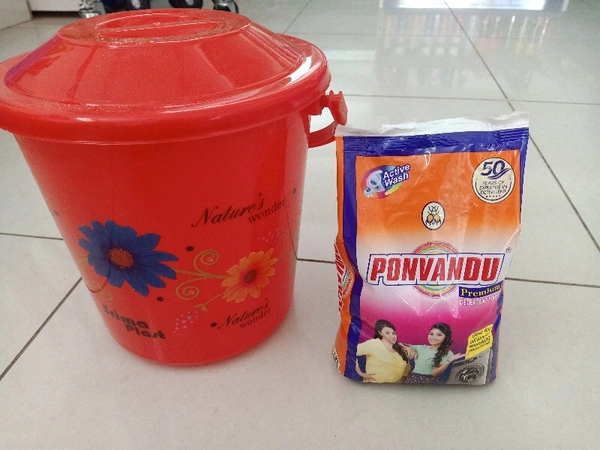Ponvandu Active Wash Backet Free - red,inkblue, sky-blue, 1kg
