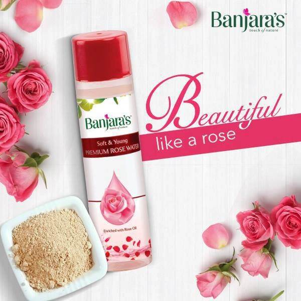 banjaras soft young premium rose water - 30ml