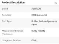 AccuSure Mercury Sphygmomanometer Blood Pressure Apparatus 4.2 Mm For Clinic