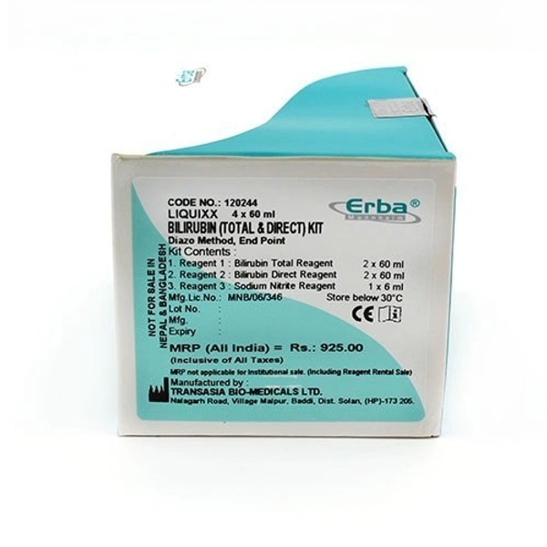 ERBA Bilirubin (Total & Direct) Biochemistry Reagent - 4×60ml