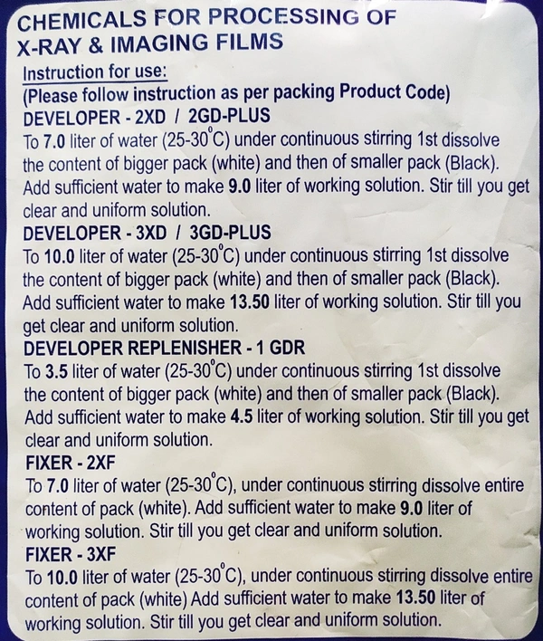 Rahul Photographic Company Pvt.Ltd Photon X-ray Developer - NET : 0.8 Kg | To Make : 9.00 litres