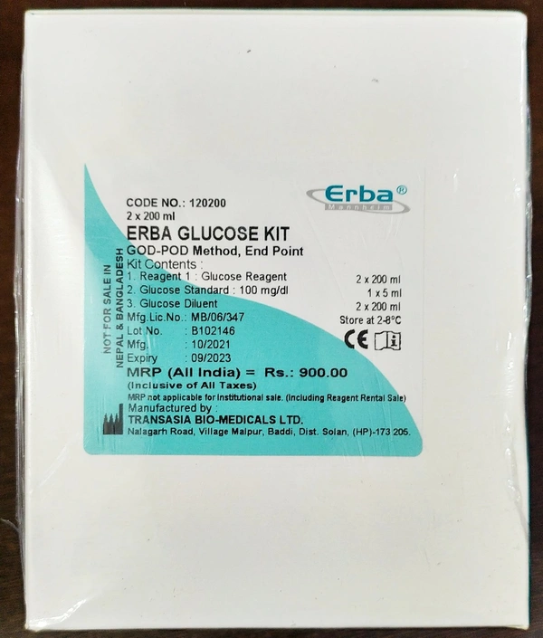 ERBA GLUCOSE Biochemistry Reagent  - 2×150ml