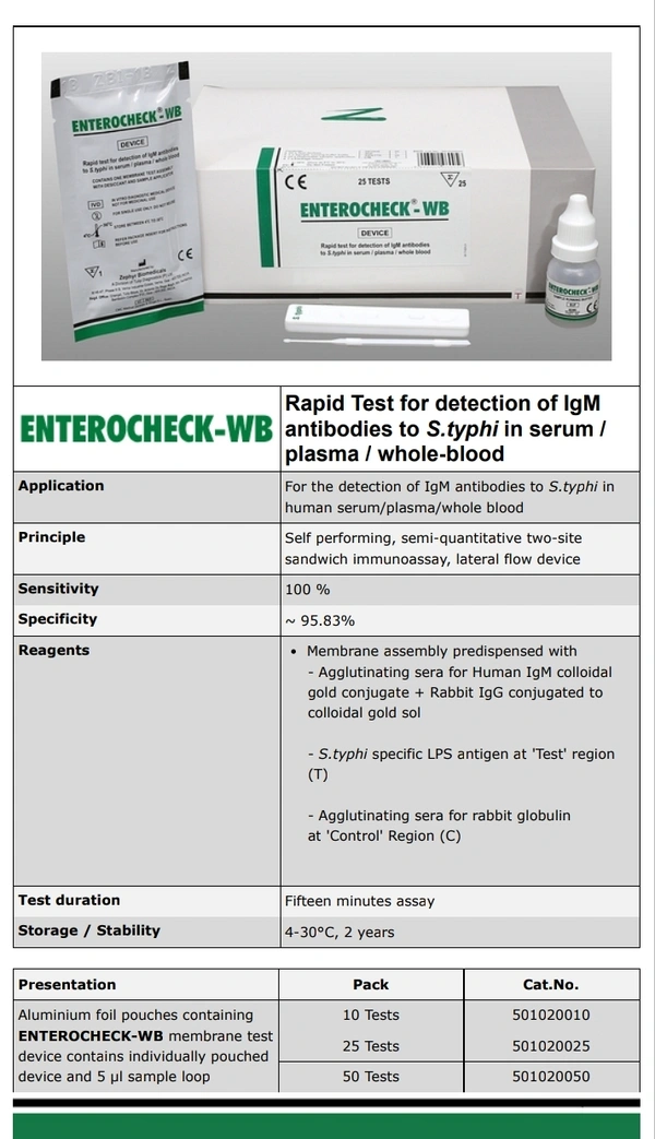 TULIP DIAGNOSTICS  Tulip Typhoid Test Kit, For Clinical - 25