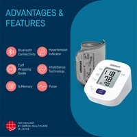 Omron HEM 7140T1 Bluetooth Blood Pressure Monitor With Cuff Wrapping Guide Technology