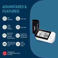Omron HEM 7361T with bluetooth®, AFIB Indicator, IntelliWrap™ Cuff & Dual User Feature