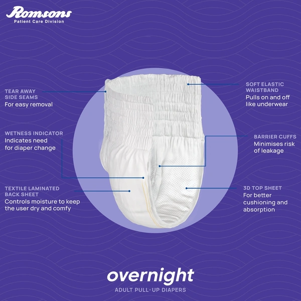 Romsons Dignity Overnight Pull Up Adult Diapers10 Pcs/Pack - Large